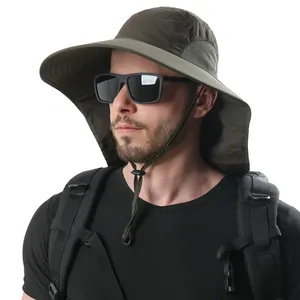 Vente chaude hommes en plein air randonnée casquette Anti-UV respirant large bord avec couverture de cou pêcheur pêche chapeaux été UV Protection chapeau de soleil