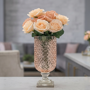 Modern Crystal Tabletop <b>Vase</b> With Diamond Pattern And <b>Square</b> Base Unique Design For Wedding Decor - Product Image 4
