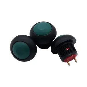 Mushroom push button switch green color Momentary Plastic Waterproof ip67 Mini 12mm Mushroom Dome Motorcycle Push Button Switch