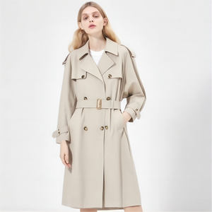 Cappotto lungo all'ingrosso di Trench di cotone personalizzato Trench signore grigio cappotti marroni donne <span class=keywords><strong>Shearling</strong></span> viola <span class=keywords><strong>donna</strong></span> - Product Image 2