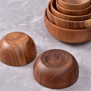 Bols de service de style japonais pour salades, soupes et pâtes, bols en bois <span class=keywords><strong>d</strong></span>'acacia pour aliments, résistants à la chaleur - Product Image 4