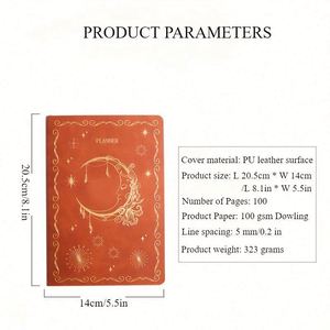 100gsm Leather Hardcover A5 <b>Notebook</b> Thermal Binding Self-Filled Date Weekly and Monthly Planner 60 Sheets for Adults - Product Image 2