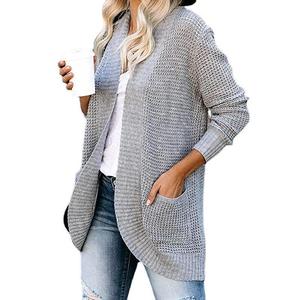 Cardigan <span class=keywords><strong>Grande</strong></span> <span class=keywords><strong>Taille</strong></span> <span class=keywords><strong>Femme</strong></span> Nouveau Modèle Décontracté en Tricot à Manches Longues – Vente en Gros - Product Image 3