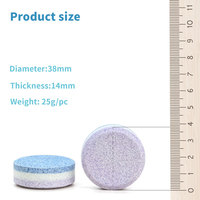 Tablettes nettoyantes pour lave-linge tricolores bleu, blanc, violet, triple action, détartrant pour cuve et tambour de lave-linge
