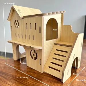 Grande maison en bois pour hamsters dorés, perroquets, cochons d'Inde, cage et cachette pour animaux de compagnie, nid de sommeil modèle A10, fournitures complètes pour animaux de compagnie - Product Image 2