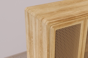 René-Commode élégante en bois de teck massif avec accent de rotin Mobilier moderne pour le salon - Product Image 4