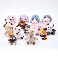 Jouets en peluche Kawaii avec vêtements, adorables peluches panda, renard, chien, éléphant, cochon, poupées de dessin animé habillées, jouets doux avec logo