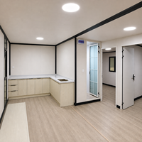 Maison Modulaire en Revêtement de Pierre avec Éclairage LED, Terrasse en Acier, Toit à Double Pente, Cabane en Bord de Lac, Villa de Repos en Bord de Mer, Vente en Gros OEM