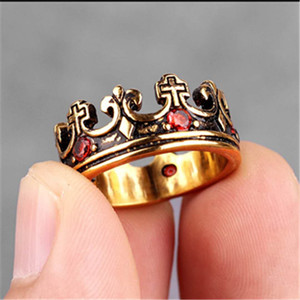 Anillo de acero inoxidable con diseño de corona para hombre, sortija de dedo Estilo Vintage, Punk Rock, antiguo, venta al por mayor - Product Image 5