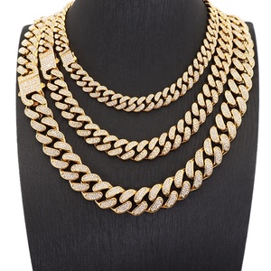 Stainless Steel Classic Bling Bling Iced Out Cuban Link Chain Ladies Diamond 18K Gold Plated Bracelet Necklace <strong>Chunky</strong> <strong>Jewellery</strong> - Product Image 3
