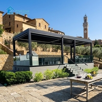 Pergola Bioclimatique Extérieure Écologique en Aluminium Étanche avec Toit Rétractable Motorisé à Lames Orientables et Protection UV - Idéale pour la Maison