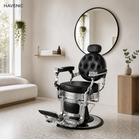 Fauteuil de Barbier Vintage Antique pour Salon, Durable, Ergonomique, Utilisation Hôtelière, Siège en Cuir, Cadre en Acier Inoxydable pour Hommes