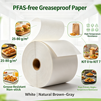 Papier alimentaire anti-graisse sans PFAS, papier d'emballage alimentaire personnalisé, rouleau de 30 à 40 g/m²