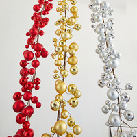 Guirnalda de Bolas de Navidad de Plástico de 1.8m con Campanas, Cadena de Adornos Multicolor para Decoración Navideña