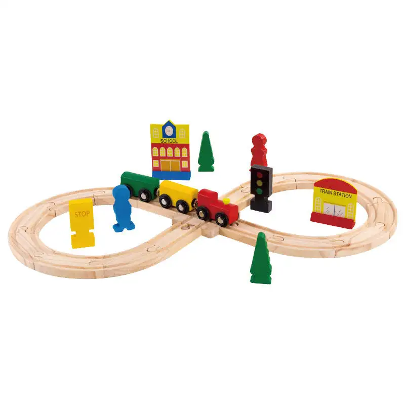 Bambini gioco educativo DIY treno binario ferroviario del bambino in legno trenino giocattolo per bambini trenino giocattolo