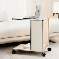 Table d'appoint mobile pour canapé, table basse, table de chevet en acier inoxydable, meuble de rangement pour salon, chambre à coucher, bureau à domicile