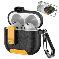 Casing kulit kasar untuk Airpods Pro 3, aksesori Anti jatuh kunci aman penutup casing pelindung tahan guncangan dengan gantungan kunci