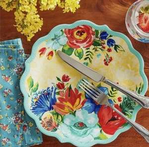 Modern Vintage Floral Paper <b>Plates</b> 9 Inches with Scalloped Edge for Mexican Fiestas and Spring Tea Floral Tea Party - Product Image 3