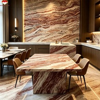 Dalles de marbre moderne en pierre naturelle Arabescato Orobico Rosso Monica Red pour panneaux muraux, dessus de table, îlots de cuisine et salles à manger de villas