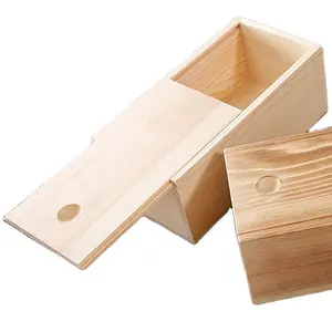 Kotak Bambu OEM dengan Tutup Geser Kemasan Pinus Kotak Kayu Polos untuk Dijual
