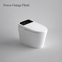 WC intelligent en céramique à poser au sol avec bidet intégré, siège chauffant, chasse d'eau automatique, capteur de pied, télécommande et siphon en S