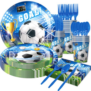 Set de Artículos para Fiesta de Cumpleaños con Temática de Fútbol, Decoraciones Desechables, Banderas y Accesorios para Niños de 5 a 7 Años - Product Image 4