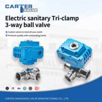 Vanne à boisseau sphérique sanitaire à commande électrique 3 voies, à fixation par collier, en acier inoxydable SS304 316L CF8, avec interrupteur de débit automatique à distance, vanne de dérivation et de convergence, OEM