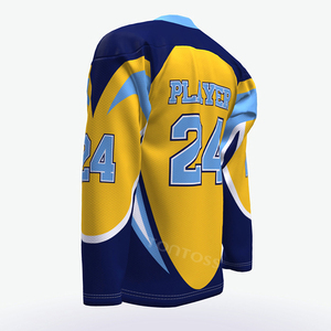 Cetak sublimasi Digital menerima desain kustom kemeja hoki es kustom Jersey hoki pakaian olahraga emas kemeja & Atasan Pria - Product Image 3