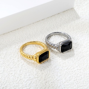 Chunky 18K PVD chapado en oro circón rojo blanco negro piedra anillos Vintage piedras de cristal Acero inoxidable deslustre anillos de joyería gratis - Product Image 6