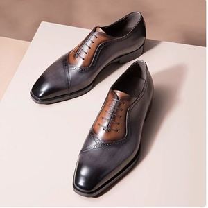Zapatos de Cuero Brokup para Hombre, Zapatos Oxford Formales de Negocios con Punta Inglesa, Zapatos de Boda con Aumento de Altura, Impermeables y Antideslizantes - Product Image 1