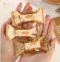 Pochette en plastique dorée pour bonbons gélifiés et biscuits, sacs d'emballage de luxe avec logo personnalisé, sacs surprise porte-bonheur