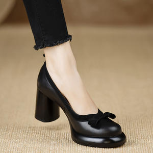 Escarpins à bout pointu et bride cheville, talons carrés, en cuir véritable, antidérapants, imprimés colorés, pour femme, chaussures de mariée d'été - Product Image 2