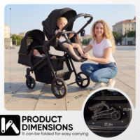 Poussette double pour bébés avec cadre en alliage d'aluminium, design pliable, légère et portable pour les enfants de 3 ans - Idéale pour les voyages