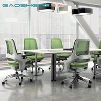 Chaise de bureau ergonomique GAOSHENG GT1-WOO-C à dossier moyen, certifiée BIFMA, en maille verte, réglable en hauteur, avec siège coulissant
