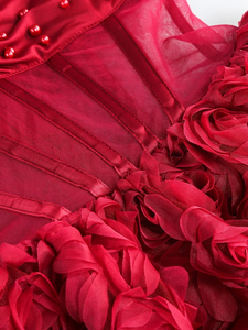 Abito Sexy senza spalline con Design a-line e perline da donna senza maniche in pizzo floreale senza maniche Mini abiti Slim festa serale con innamorati - Product Image 6