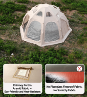Dôme Gonflable Octogonal 5.0m en Coton de Luxe pour Glamping, Colonnes d'Air 16cm, Tente Occultante Anti-Pluie, Quatre Saisons, pour Camping Familial et Complexes Hôteliers