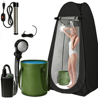 Kit de Douche de Camping Portable Pop-Up avec Tente d'Intimité, Lumières LED, Pompe Rechargeable 6000mAh, Seau Pliable Étanche 6,6 Gallons, Installation Rapide