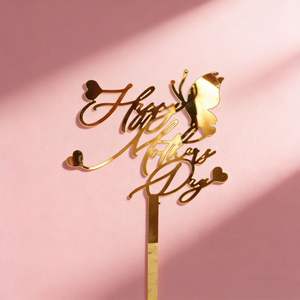 Décoration <span class=keywords><strong>de</strong></span> gâteau <span class=keywords><strong>de</strong></span> la Fête des Mères style Ins, insert double couche, carte, nouveau style, topper papillon - Product Image 4