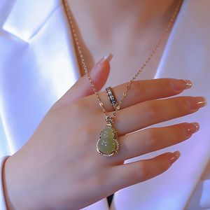 Titanium Steel Gourd <b>Necklace</b> With Bezel Setting For Daily Wear Gift Jewelry - Product Image 1