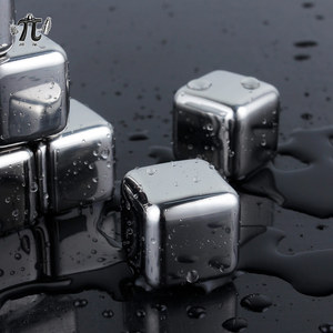 Pierres à whisky réutilisables en acier inoxydable 304 de qualité alimentaire, carrées, argentées, avec pince à glace, écologiques, vente en gros usine - Product Image 1