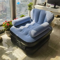 Sofá inflable Weilian para sala de estar, sofá cama de aire con juego de silla de bomba, sofá inflable portátil, muebles para el hogar
