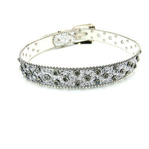 Cintura con Fibbia in Lega e Strass, in PU Glitterato e Acrilico, Stile Western Hip Hop <span class=keywords><strong>Punk</strong></span> <span class=keywords><strong>Rock</strong></span>, Larghezza 3,3 cm, Lunghezza 100-135 cm - Product Image 5