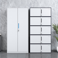 Armoire Métallique de Bureau Haute avec 2 Tiroirs, Classeur de Rangement en Acier