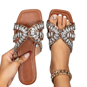 New fashion women's shoes - small chic style slippers for summer outerwear, rhinestone-embroidered vintage women's <b>flip</b>-<b>flops</b> - Product Image 4