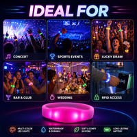 Bracelet LED d'interaction publique pour concerts et festivals, avec télécommande sans fil et éclairage multicolore, vente en gros Longstargift