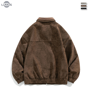 Chaqueta de Otoño <span class=keywords><strong>para</strong></span> <span class=keywords><strong>Hombre</strong></span>, Nueva, Estilo Tie-Dye, Cuero PU, Retro, con Solapa, Estilo Punk, Cierre de Cremallera, Moderna, Elegante, Holgada, Versátil, <span class=keywords><strong>para</strong></span> Parejas - Product Image 3