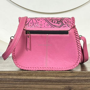 Bolso Bandolera de Cuero Vacuno Hecho a Mano Estilo Occidental con Patrón Floral Grabado, Bolso Boho Vintage para Mujer con Correa Ajustable - Product Image 5