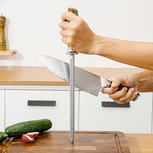 <span class=keywords><strong>Cuchillo</strong></span> de acero de 9 pulgadas de alto carbono <span class=keywords><strong>con</strong></span> logotipo personalizable, recién llegado, barra de afilado <span class=keywords><strong>con</strong></span> mango de resina amarilla para uso en la cocina - Product Image 2