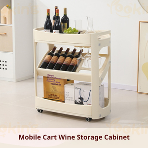 Chariot de rangement à vin mobile, armoire à bar à roulettes multi-niveaux avec porte-bouteilles et porte-verres pour la maison, la cuisine, la salle à manger - Product Image 2