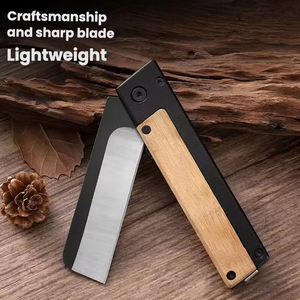 Cuchillo Plegable Portátil de Acero Inoxidable con Mango de Bambú, Cuchillo Táctico EDC para Caza al Aire Libre - Product Image 5